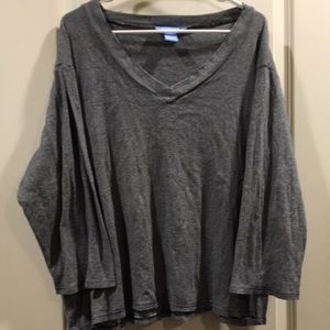 Evan Picone womens Pullover v neck thin striped top 3/4 sleeves Plus size 3X